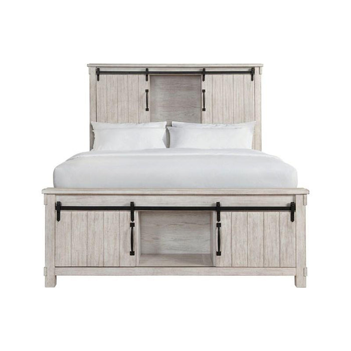 Elements International Scott Queen Platform Storage Bed in White - Vida Furniture (Laredo,TX)