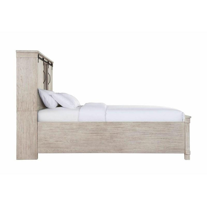 Elements International Scott Queen Platform Storage Bed in White - Vida Furniture (Laredo,TX)