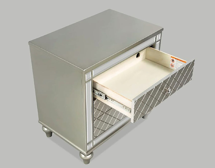 Crown Mark Furniture Cristian 2 Drawer Nightstand in Beige - Vida Furniture (Laredo,TX)
