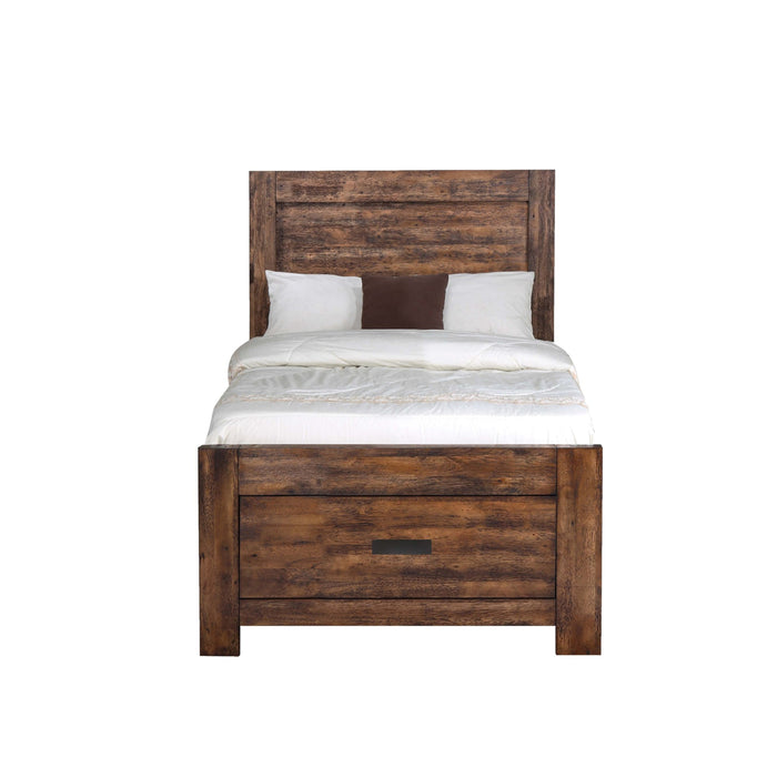 Elements International Warner Twin Storage Bed in Chesnut - Vida Furniture (Laredo,TX)