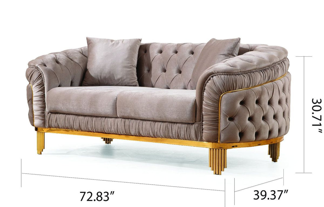 Galaxy Home Vanessa Loveseat in Taupe - Vida Furniture (Laredo,TX)