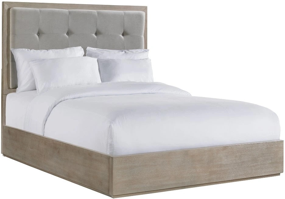 Elements International Arcadia King Upholstered Panel Bed in Grey - Vida Furniture (Laredo,TX)