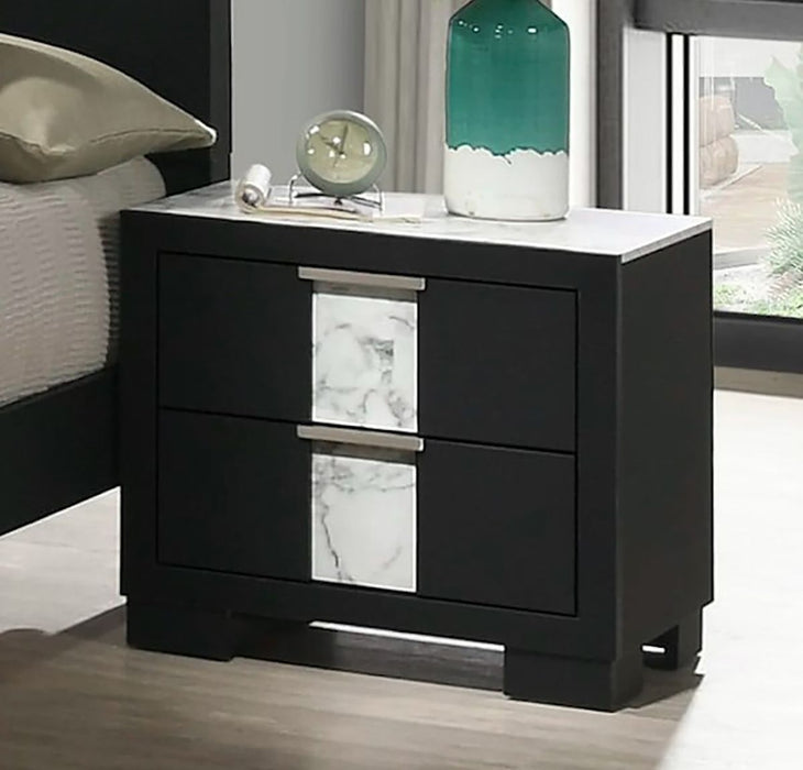 Crown Mark Furniture Rangley 2 Drawer Nightstand in Black - Vida Furniture (Laredo,TX)