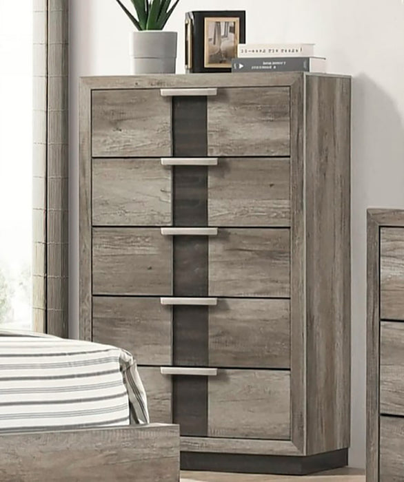 Crown Mark Furniture Rangley 5 Drawer Chest in Brown - Vida Furniture (Laredo,TX)