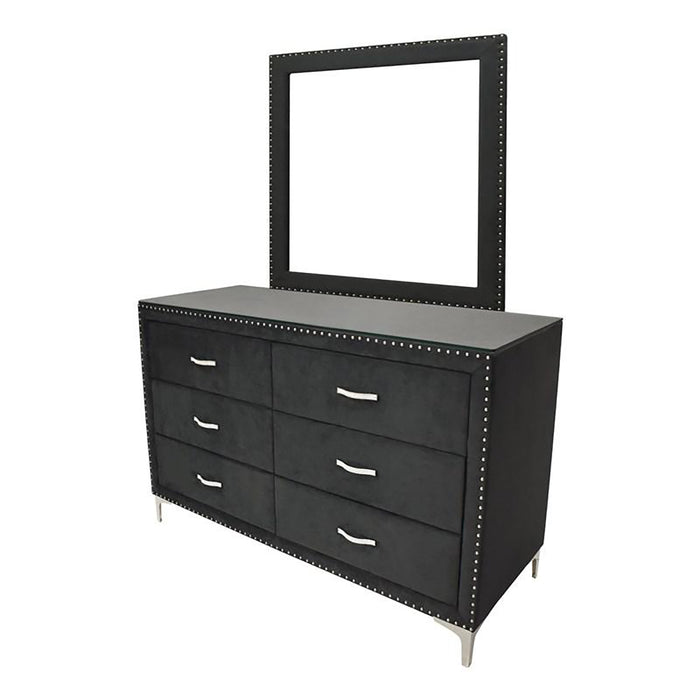 Crown Mark Furniture Lucinda 6 Drawer Dresser in Black - Vida Furniture (Laredo,TX)