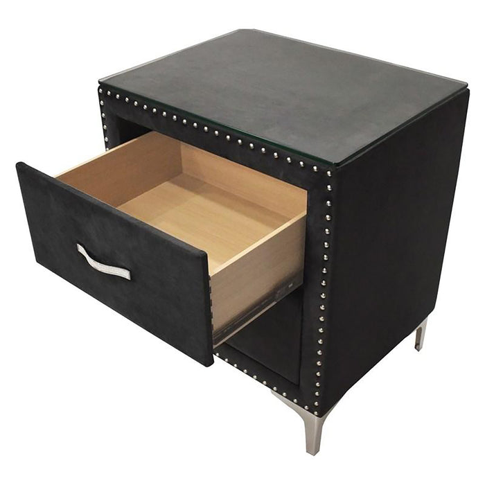 Crown Mark Furniture Lucinda 2 Drawer Nightstand in Black - Vida Furniture (Laredo,TX)