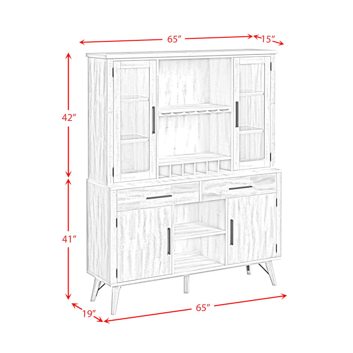 Rogen Rustic Buffet & Hutch with LED in Rustic White