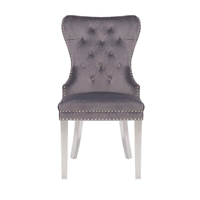 Galaxy Home Simba Stainless Steel Legs Dining Chair (Set of 2) in Grey - Vida Furniture (Laredo,TX)
