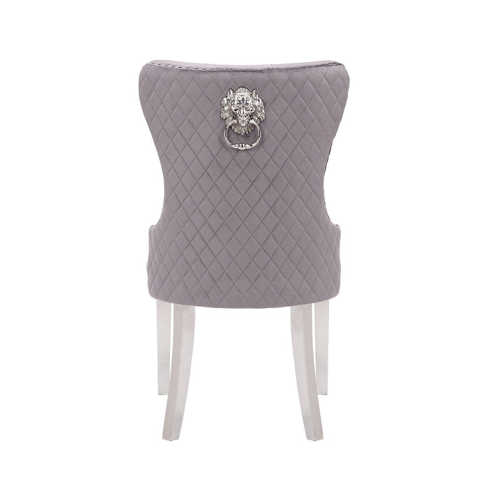 Galaxy Home Simba Stainless Steel Legs Dining Chair (Set of 2) in Grey - Vida Furniture (Laredo,TX)