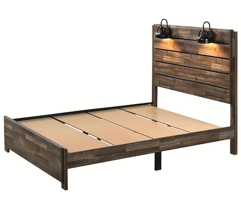 Crown Mark Furniture Carter Queen Platform Bed in Brown - Vida Furniture (Laredo,TX)
