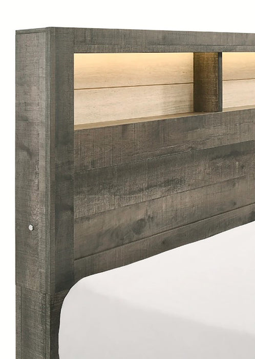 Crown Mark Furniture Rhett King Platform Bed in Gray - Vida Furniture (Laredo,TX)