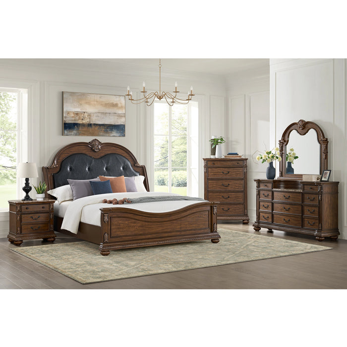 Cadenza UPH Bed with Black PU in Brown