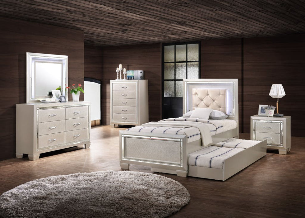 Elements International Platinum Youth Twin Panel Bed in Champagne - Vida Furniture (Laredo,TX)