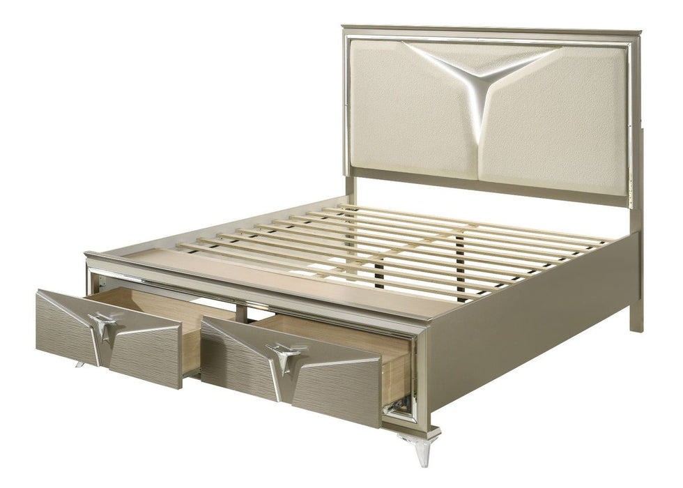 Galaxy Home Samantha Queen Bed in Silver - Vida Furniture (Laredo,TX)