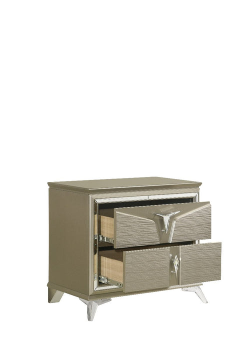 Galaxy Home Samantha Nightstand Silver - Vida Furniture (Laredo,TX)