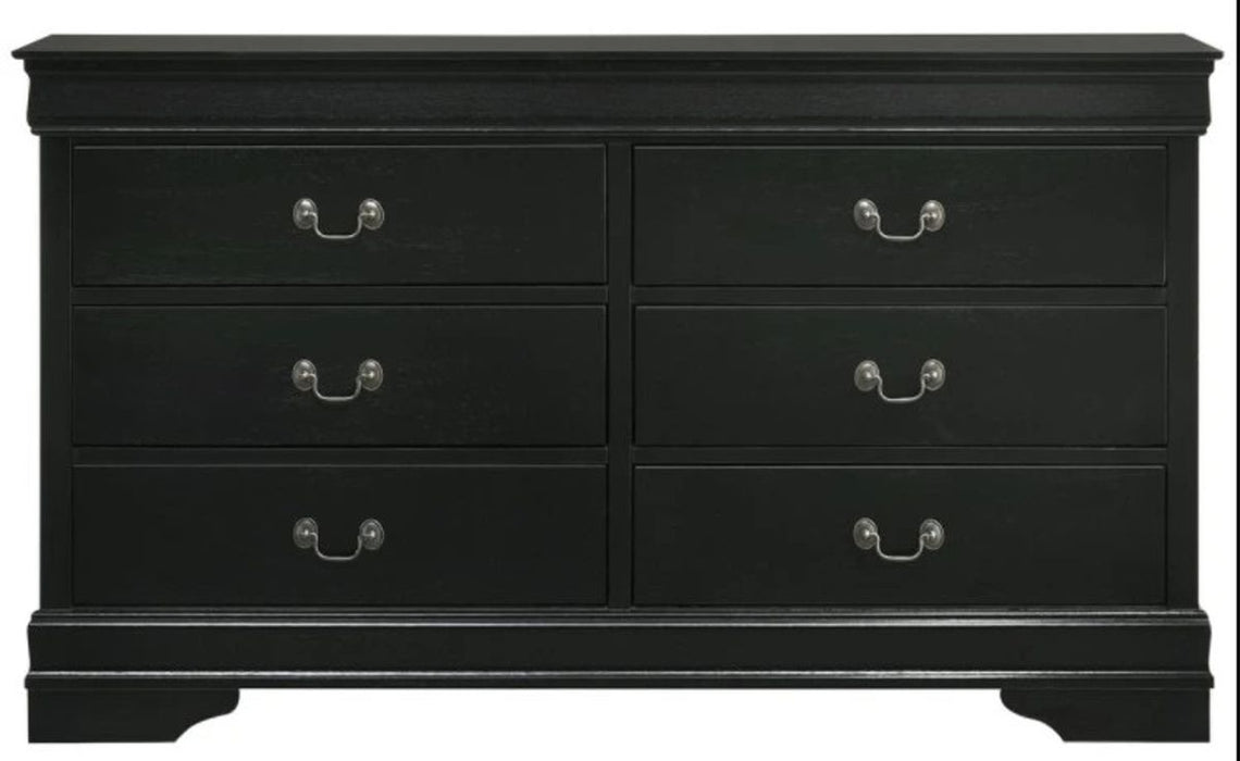 Elements International Louis Philippe Dresser in Black - Vida Furniture (Laredo,TX)