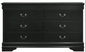 Elements International Louis Philippe Dresser in Black - Vida Furniture (Laredo,TX)
