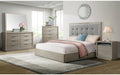 Elements International Arcadia King Upholstered Panel Bed in Grey - Vida Furniture (Laredo,TX)