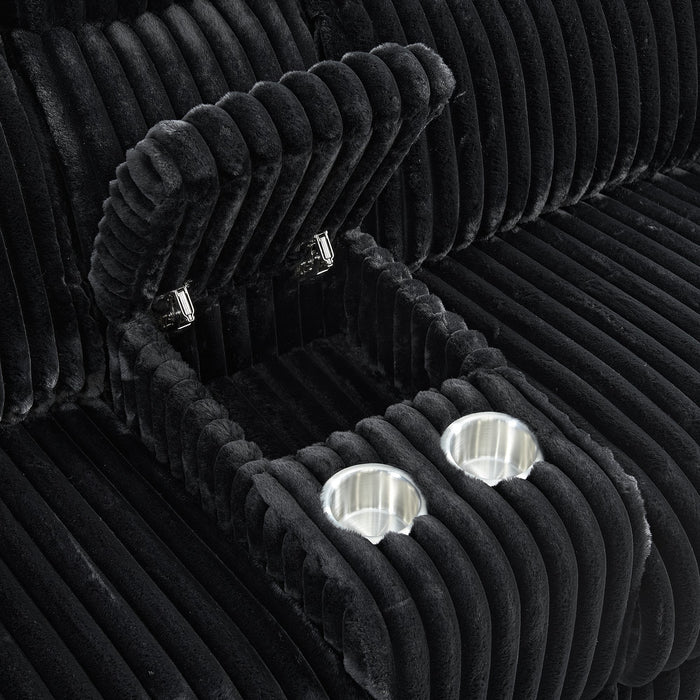 Admiral 2PC Living Room Set in Masis Black-Sofa & Loveseat