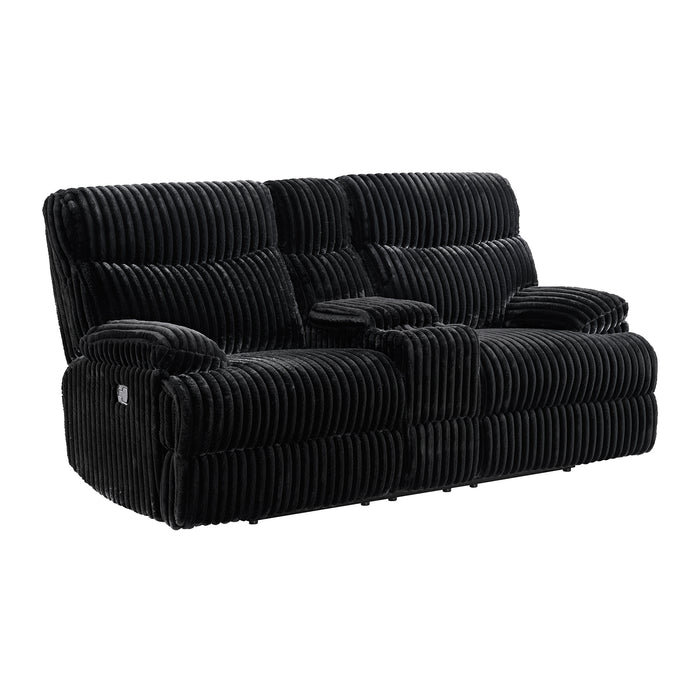 Admiral 2PC Living Room Set in Masis Black-Sofa & Loveseat