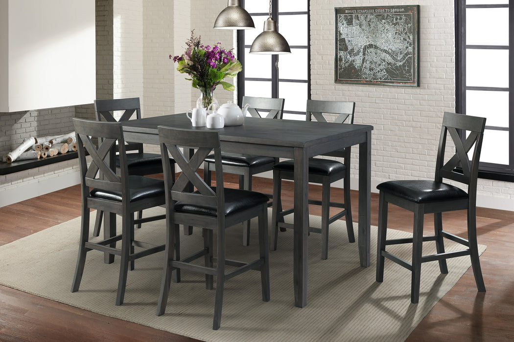 Alex 60" 7Pc Counter Dining Set - Vida Furniture (Laredo,TX)