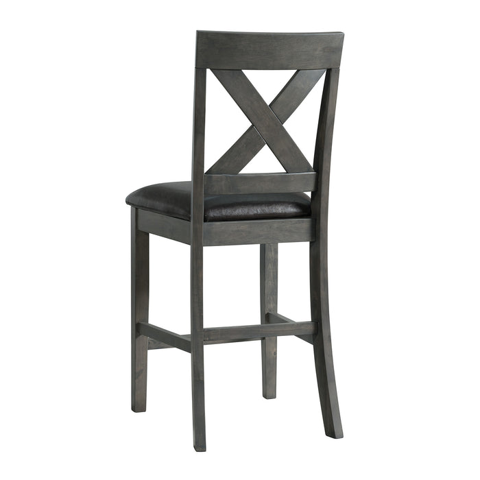 Alex Counter Side Chair W/Black PU Grey (2 Per Pack) - Vida Furniture (Laredo,TX)