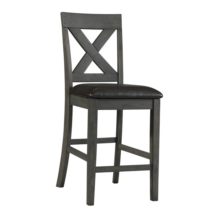 Alex Counter Side Chair W/Black PU Grey (2 Per Pack) - Vida Furniture (Laredo,TX)