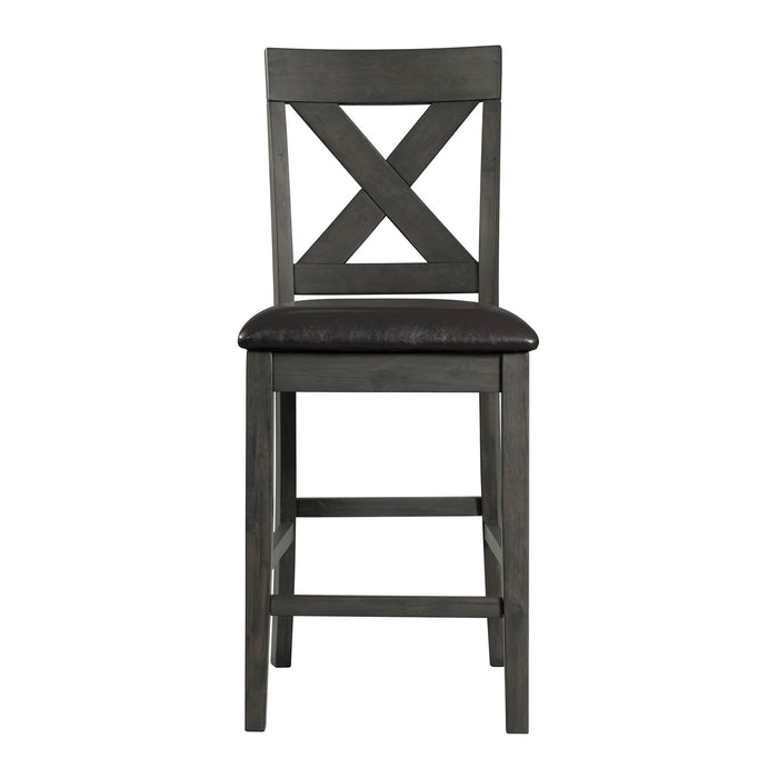 Alex Counter Side Chair W/Black PU Grey (2 Per Pack) - Vida Furniture (Laredo,TX)