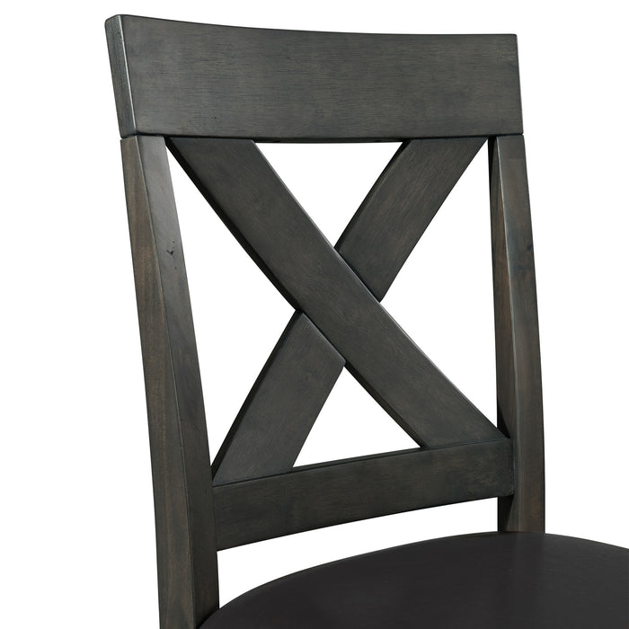 Alex Counter Side Chair W/Black PU Grey (2 Per Pack) - Vida Furniture (Laredo,TX)