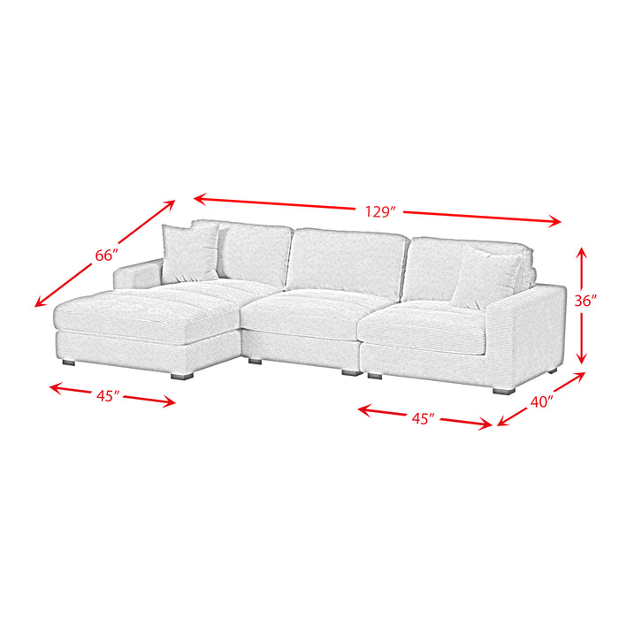 Arizona 3PC Sectional Set with LHF Chaise in Steno Black
