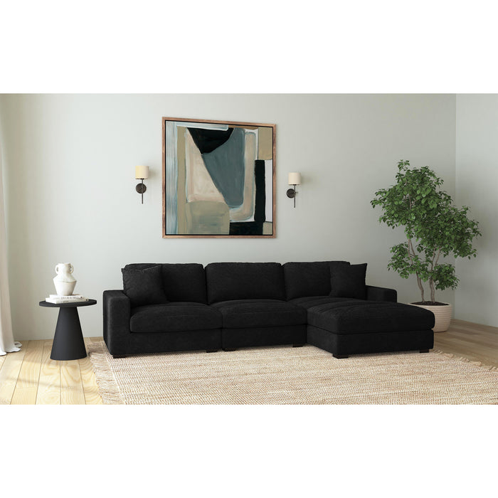 Arizona 3PC Sectional Set with RHF Chaise in Steno Black - Vida Furniture (Laredo,TX)