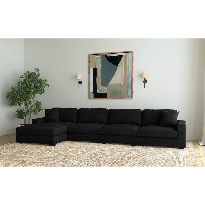 Arizona 4PC Sectional Set with LHF Chaise in Steno Black - Vida Furniture (Laredo,TX)
