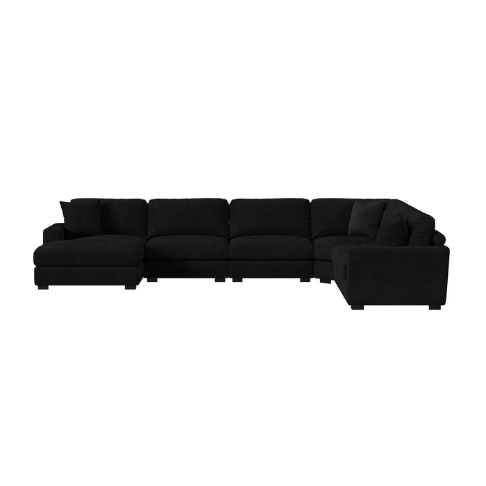 Arizona 6PC Sectional Set with LHF Chaise in Steno Black - Vida Furniture (Laredo,TX)