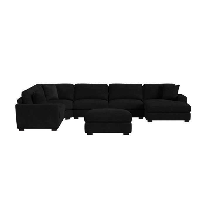 Arizona 7PC Sectional Set with RHF Chaise in Steno Black - Vida Furniture (Laredo,TX)