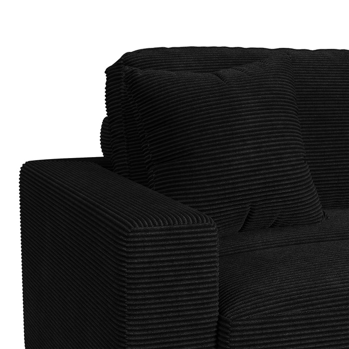 Arizona 6PC Sectional Set with RHF Chaise in Steno Black - Vida Furniture (Laredo,TX)