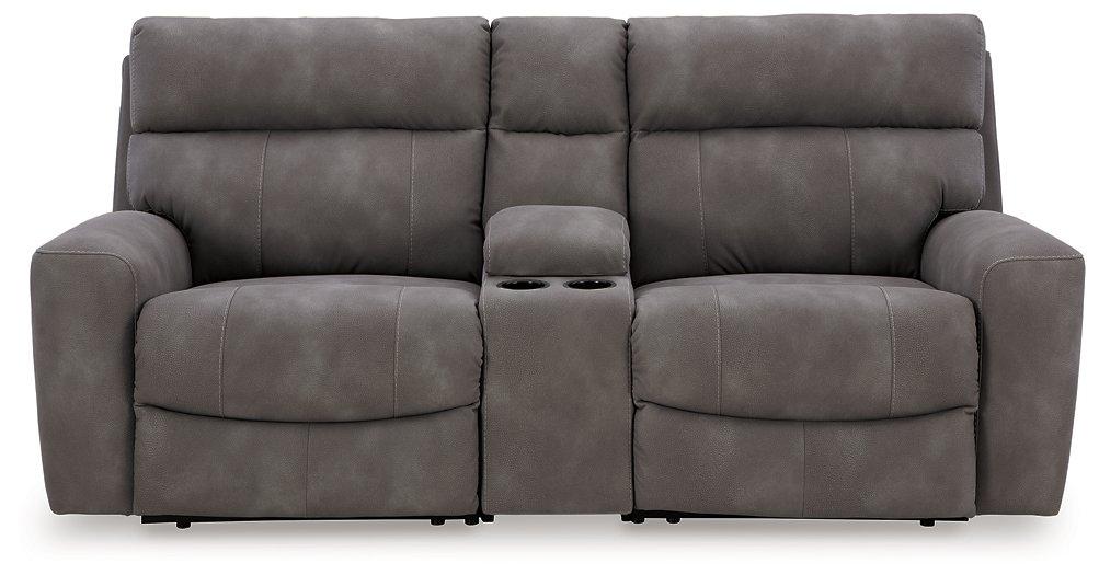 Next-Gen DuraPella Power Reclining Sectional Loveseat with Console - Vida Furniture (Laredo,TX)
