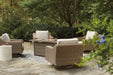 Beachcroft Beachcroft Fire Pit Table with Four Nuvella Swivel Lounge Chairs - Vida Furniture (Laredo,TX)