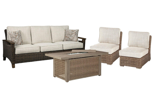 Beachcroft Outdoor Sofa, Lounge Chairs and Fire Pit - Vida Furniture (Laredo,TX)