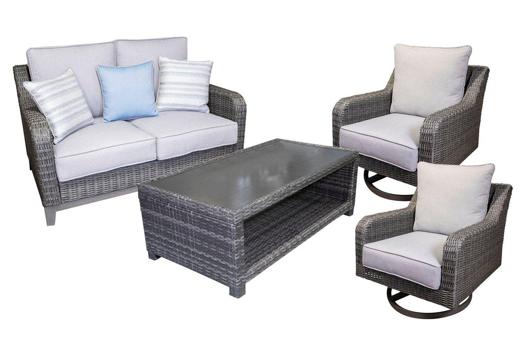 Elite Park Outdoor Loveseat, Lounge Chairs and Cocktail Table - Vida Furniture (Laredo,TX)