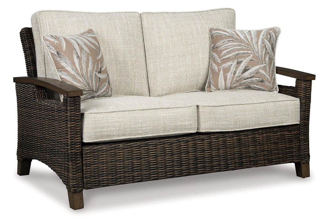 Paradise Trail Outdoor Loveseat, Lounge Chairs and Fire Pit Table - Vida Furniture (Laredo,TX)