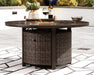Paradise Trail Paradise Trail Fire Pit Table with 4 Nuvella Swivel Lounge Chairs - Vida Furniture (Laredo,TX)