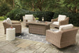 Beachcroft Beachcroft Fire Pit Table with Four Nuvella Swivel Lounge Chairs - Vida Furniture (Laredo,TX)