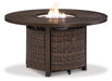 Paradise Trail Paradise Trail Fire Pit Table with 4 Nuvella Swivel Lounge Chairs - Vida Furniture (Laredo,TX)