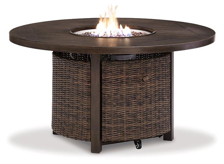 Paradise Trail Paradise Trail Fire Pit Table with 4 Nuvella Swivel Lounge Chairs - Vida Furniture (Laredo,TX)
