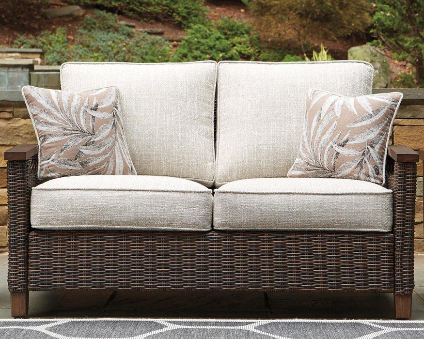 Paradise Trail Outdoor Loveseat, Lounge Chairs and Fire Pit Table - Vida Furniture (Laredo,TX)