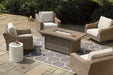 Beachcroft Beachcroft Fire Pit Table with Four Nuvella Swivel Lounge Chairs - Vida Furniture (Laredo,TX)