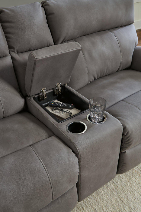 Next-Gen DuraPella Power Reclining Sectional Loveseat with Console - Vida Furniture (Laredo,TX)