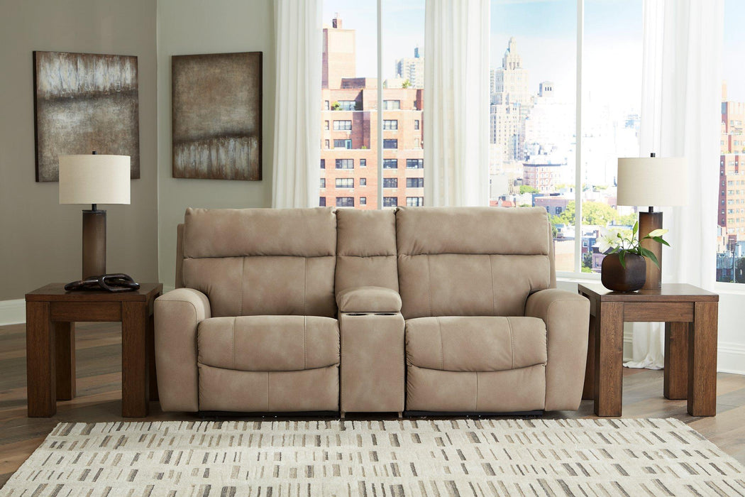Next-Gen DuraPella Power Reclining Sectional Loveseat with Console - Vida Furniture (Laredo,TX)