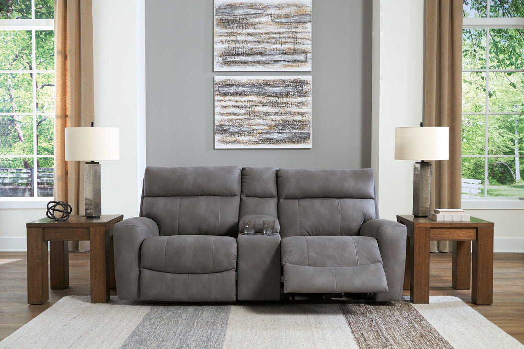 Next-Gen DuraPella Power Reclining Sectional Loveseat with Console - Vida Furniture (Laredo,TX)