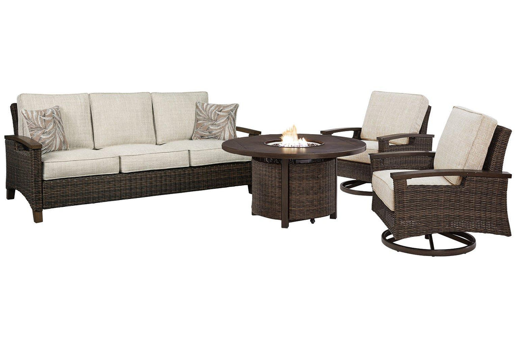 Paradise Trail Outdoor Sofa, Lounge Chairs and Fire Pit Table - Vida Furniture (Laredo,TX)